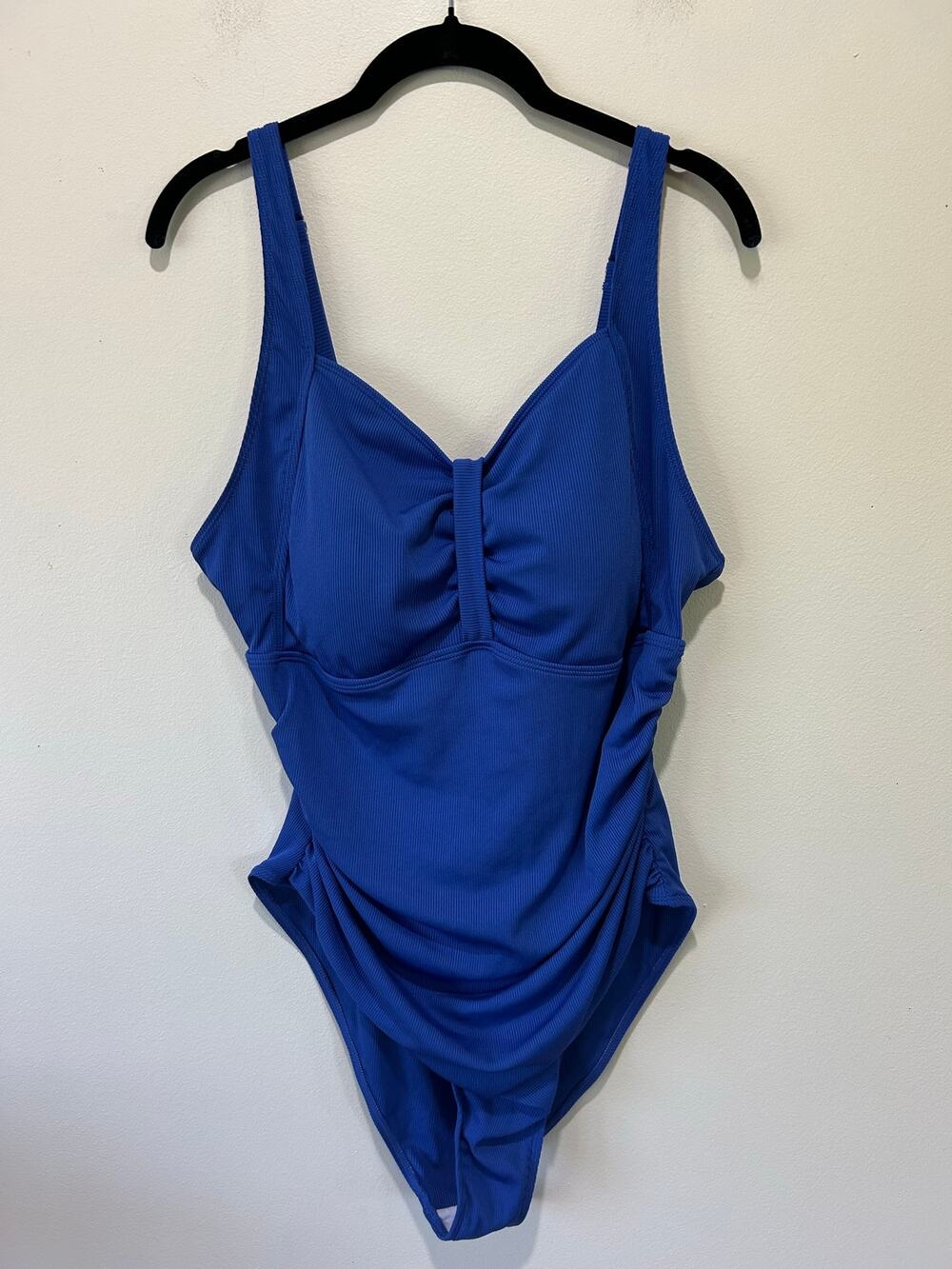 Swimsuit one piece royal blue size 2XL ribbed padded resort beach